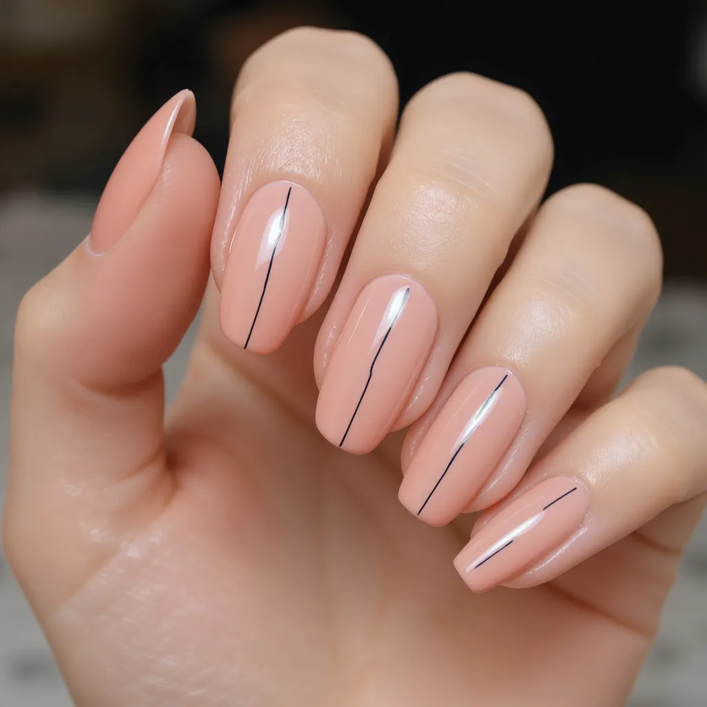 Idée vernis semi permanent minimaliste avec lignes fines graphiques tendance