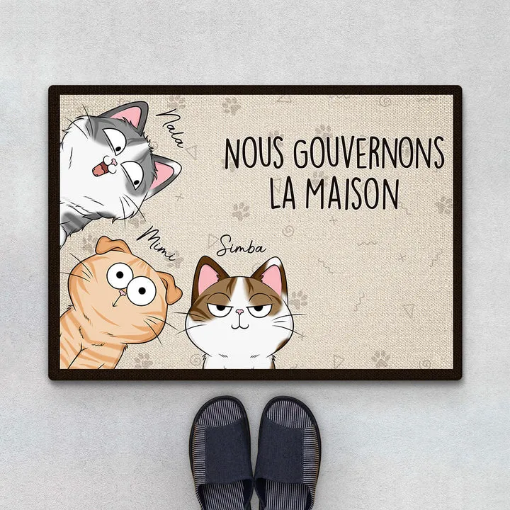 Paillasson décoratif humoristique chat cartoon, cadeau maison original et accueillant pour l’entrée