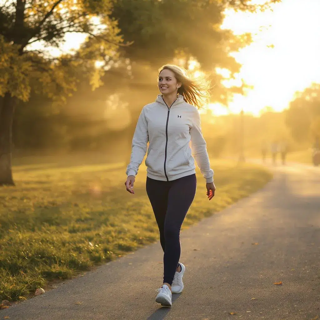 femme marchant au lever du soleil pour stimuler sa mémoire et favoriser un bon sommeil réparateur