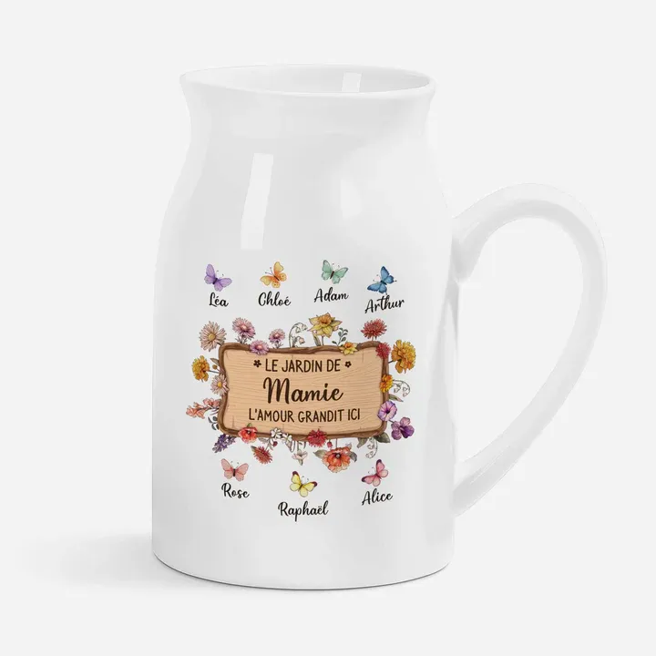Vase personnalisé mamie – Le jardin de mamie en fleurs