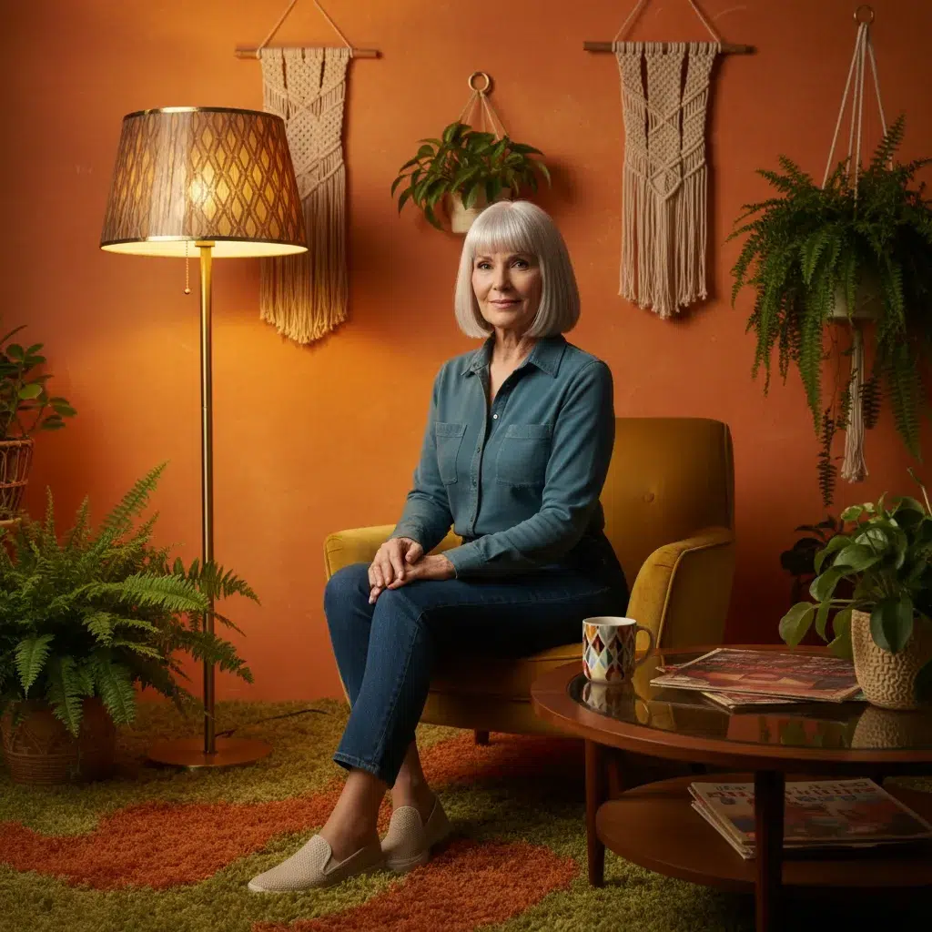 Carré argent avec frange femme 65 ans, coupe rétro chic pleine d’éclat.