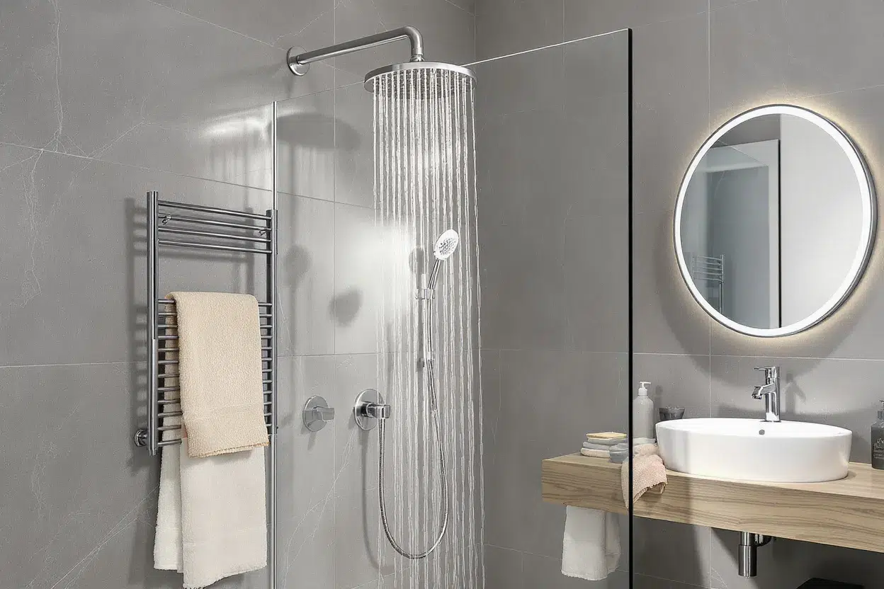 belle colonne de douche design moderne tendance dans salle de bain moderne