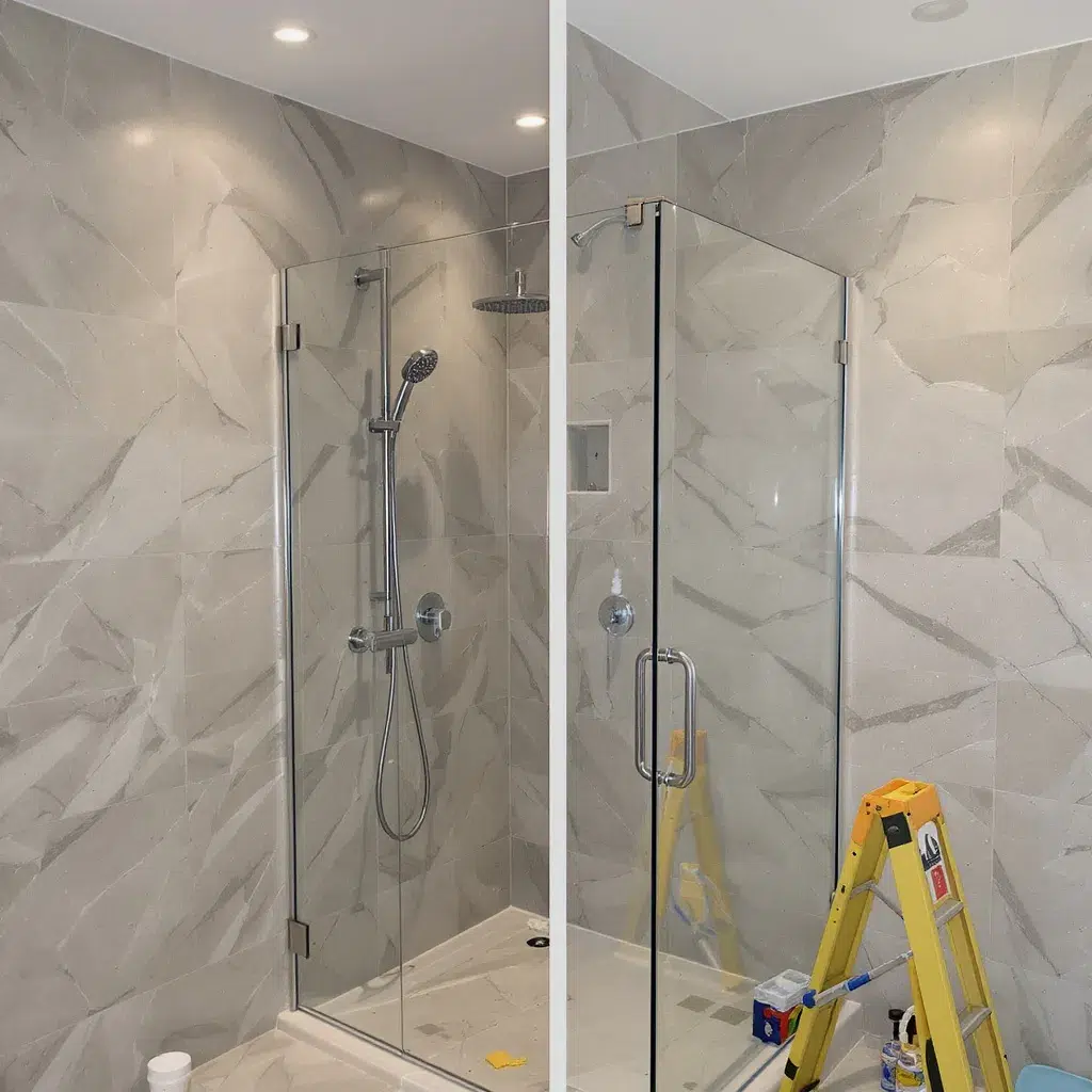 installation d'une colonne de douche design avec clé et niveau à bulle