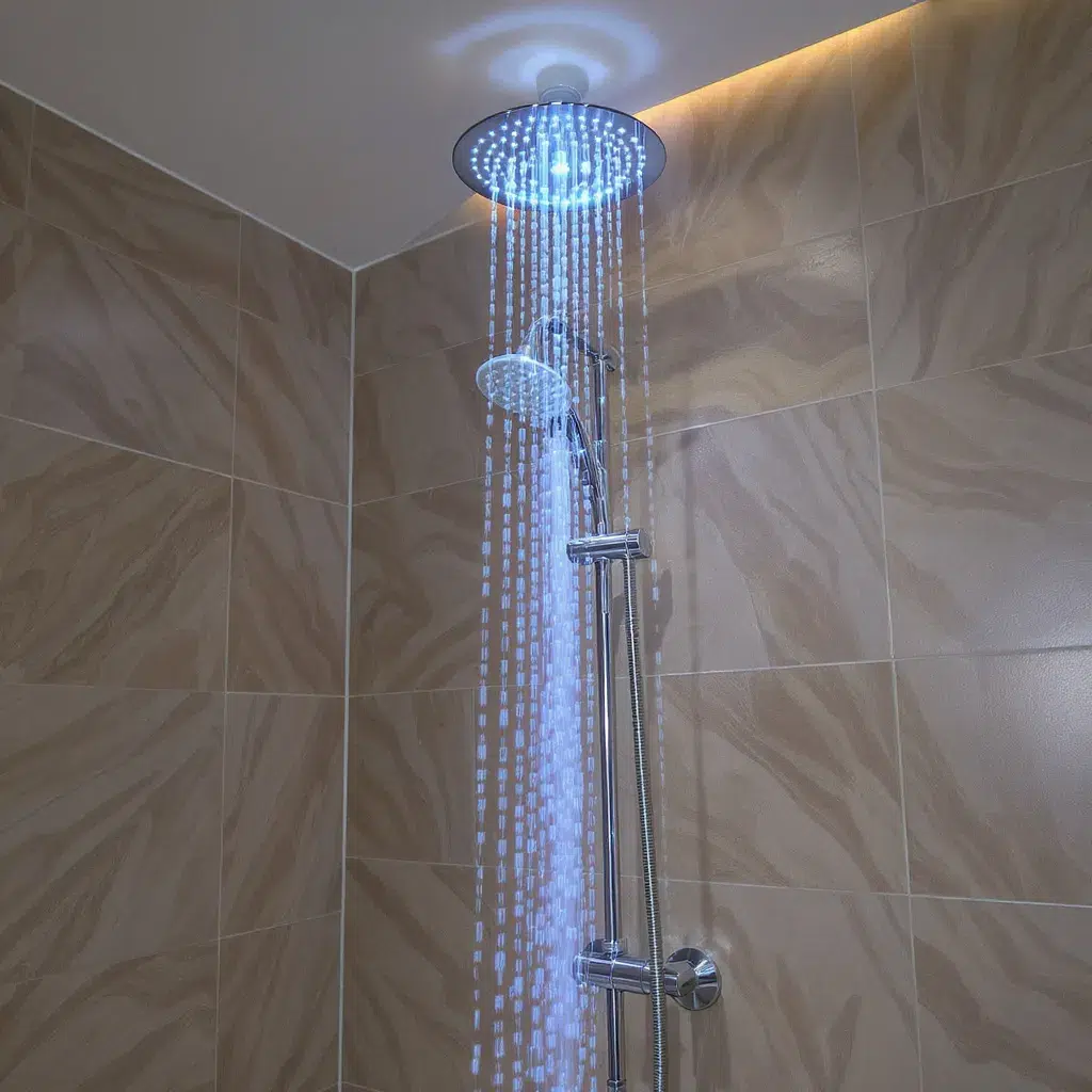 colonne de douche apparente encastrée lumineuse et hydromassante