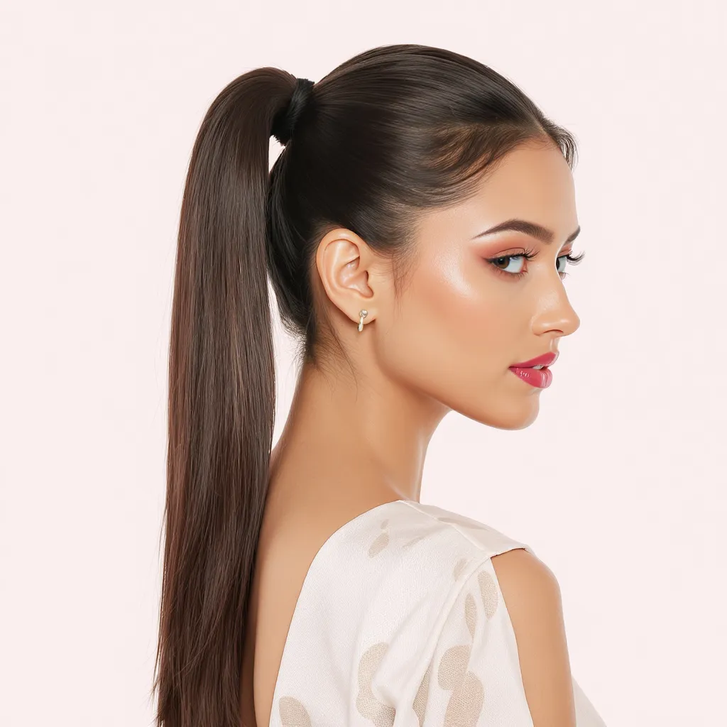 Queue de cheval haute lissée et élégante pour un effet liftant et brillant