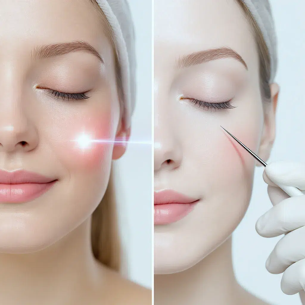 Illustration montrant la différence entre épilation laser et électrolyse, deux méthodes d’épilation définitive complémentaires.