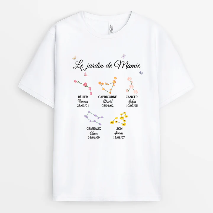 Le Jardin De Mamie Tee Shirt Personnalisé - T Shirt Zodiaque