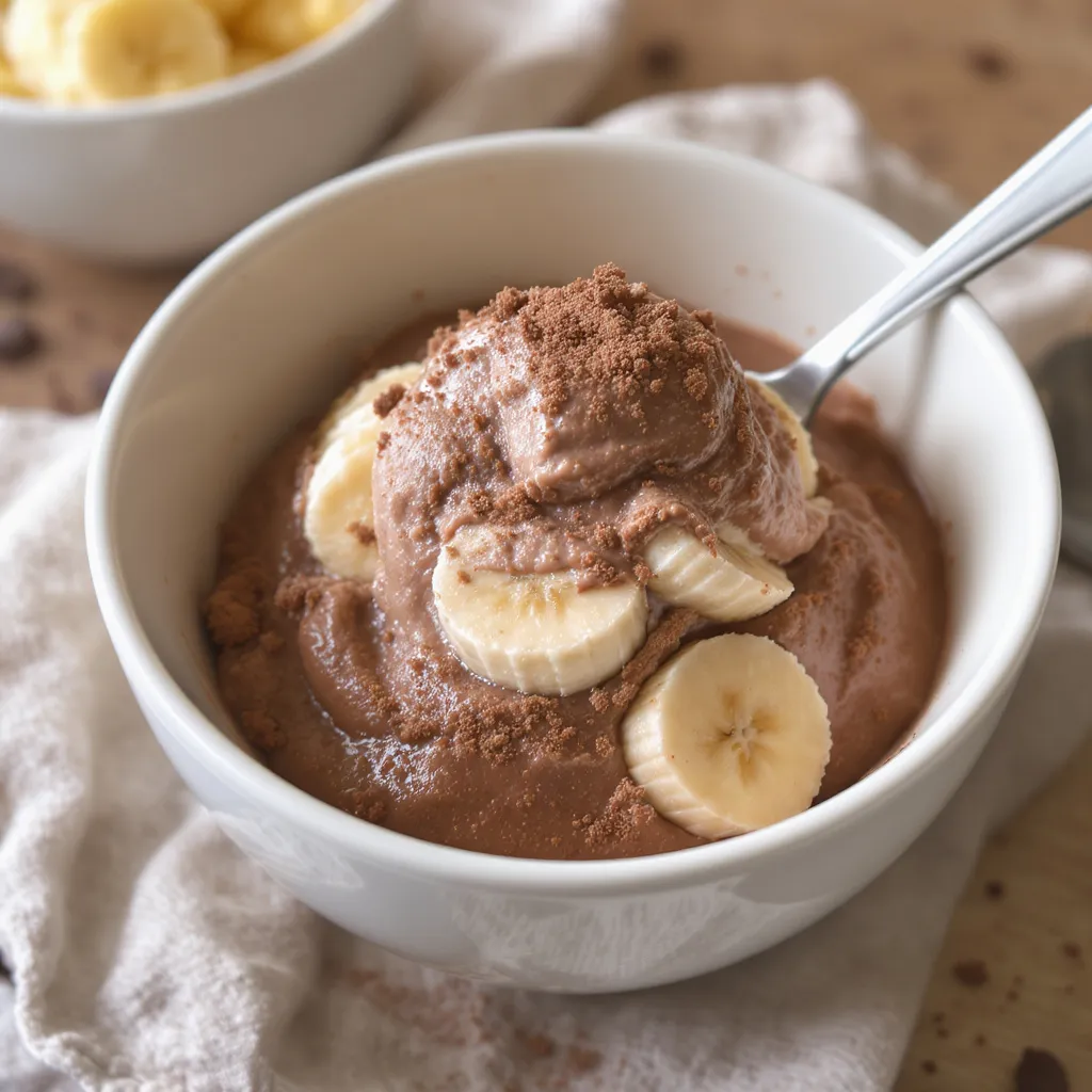 dessert sain à base de banane mixée et cacao pour calmer les envies de sucre chez les diabétiques