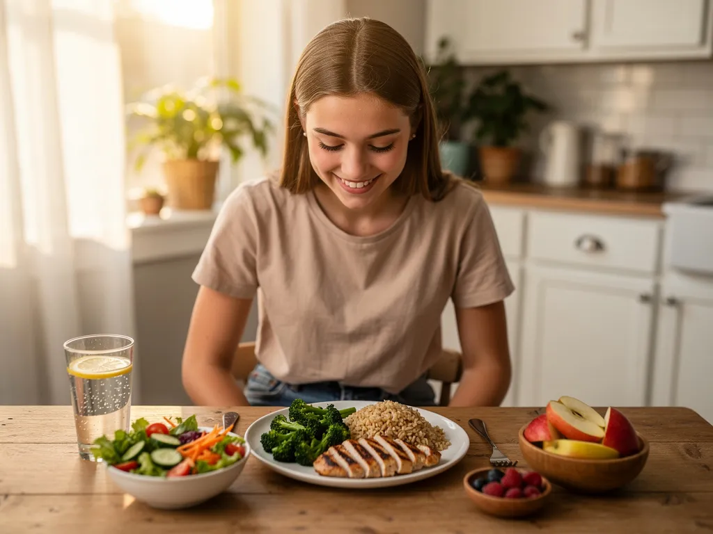 Fille adolescente repas equilibre