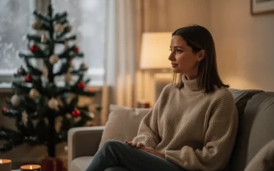 passer-noel-seule-ce-que-personne-ne-dit (3) Femme seule le soir de Noël dans un intérieur calme et chaleureux, ambiance hivernale réaliste loin des clichés publicitaires