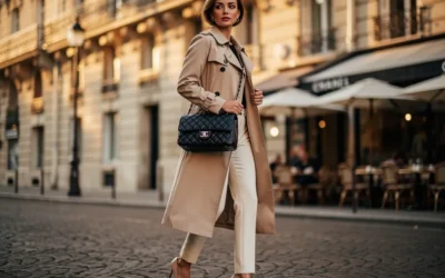 sac-luxe-occasion (1) Sac de luxe d’occasion porté par une femme dans une rue parisienne, cuir noir intemporel, style chic et moderne.
