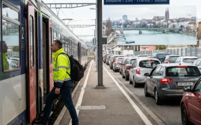 Travailleur frontalier suisse entre la France et la Suisse