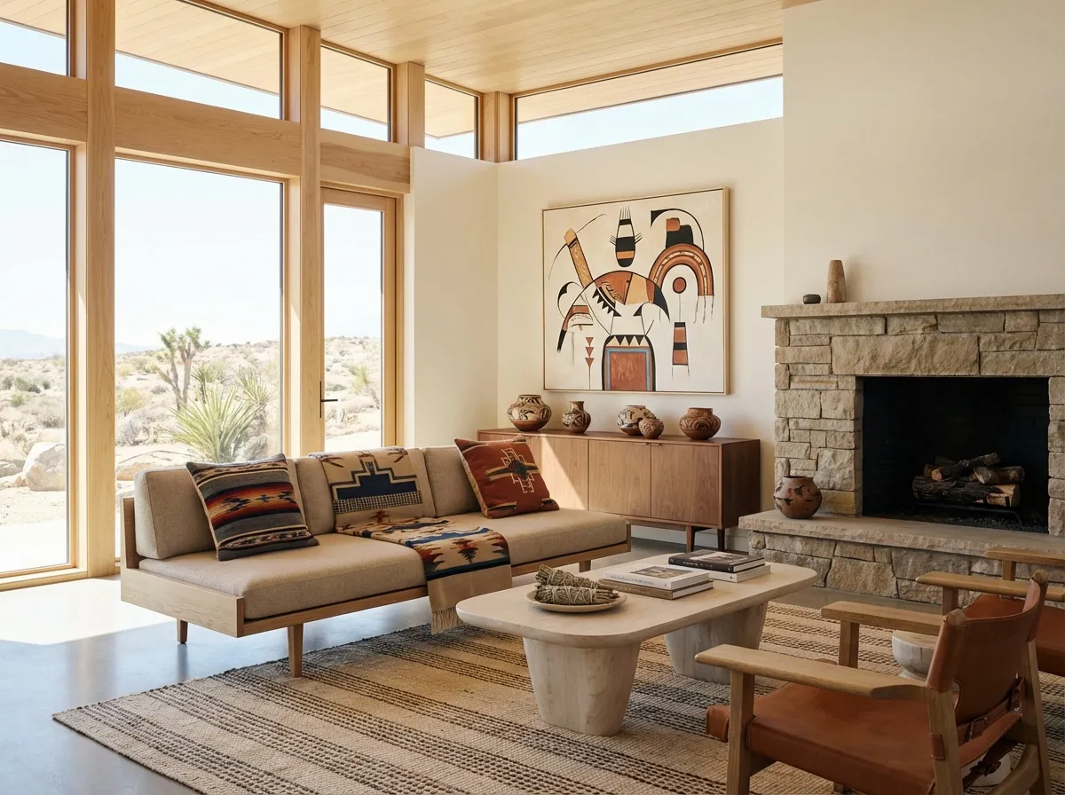 décoration améridienne (4) Intérieur contemporain intégrant des influences amérindiennes de manière sobre et équilibrée