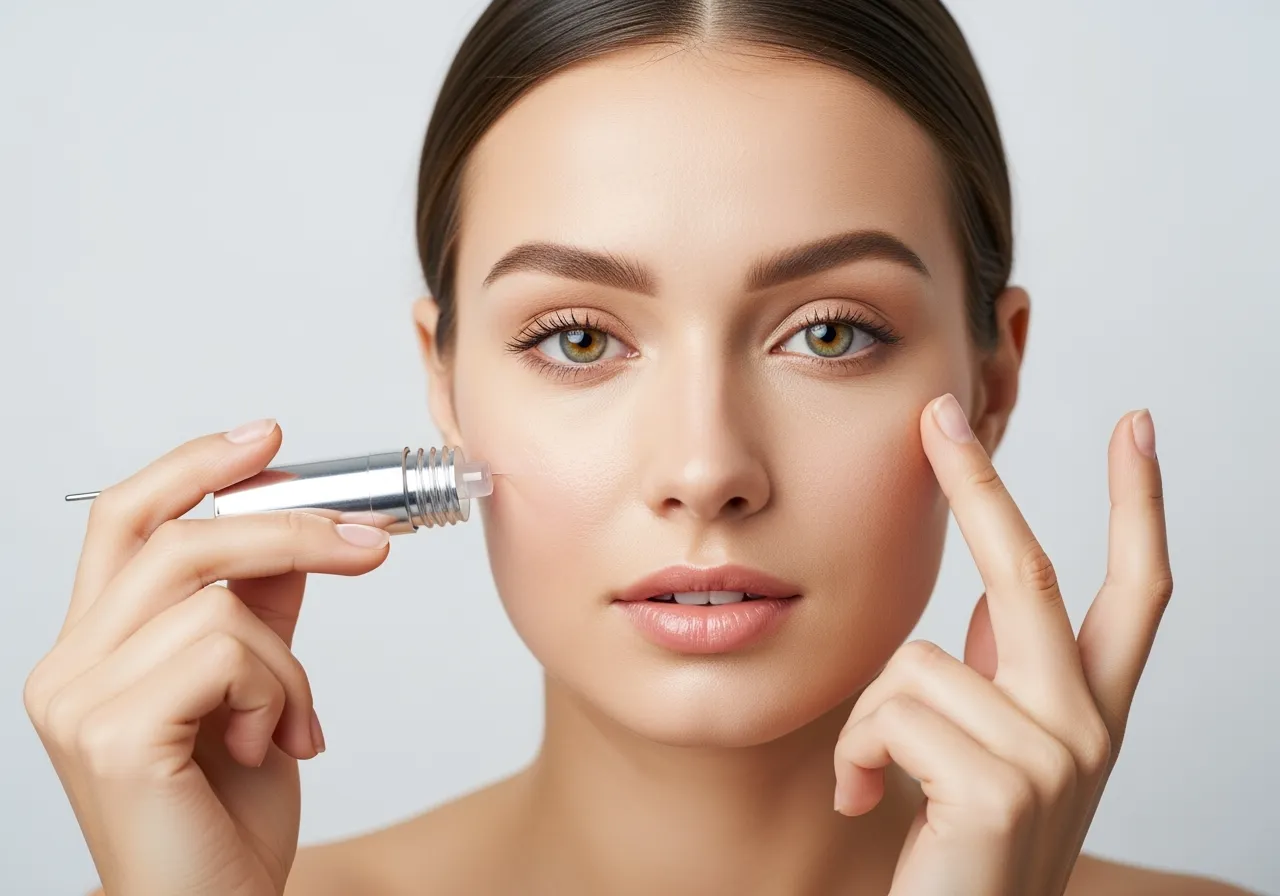 Femme applique acide hyaluronique belle peau repulpee