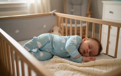 Pyjama bébé confortable porté pendant le sommeil dans un lit d’enfant