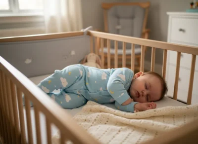 Pyjama bébé confortable porté pendant le sommeil dans un lit d’enfant