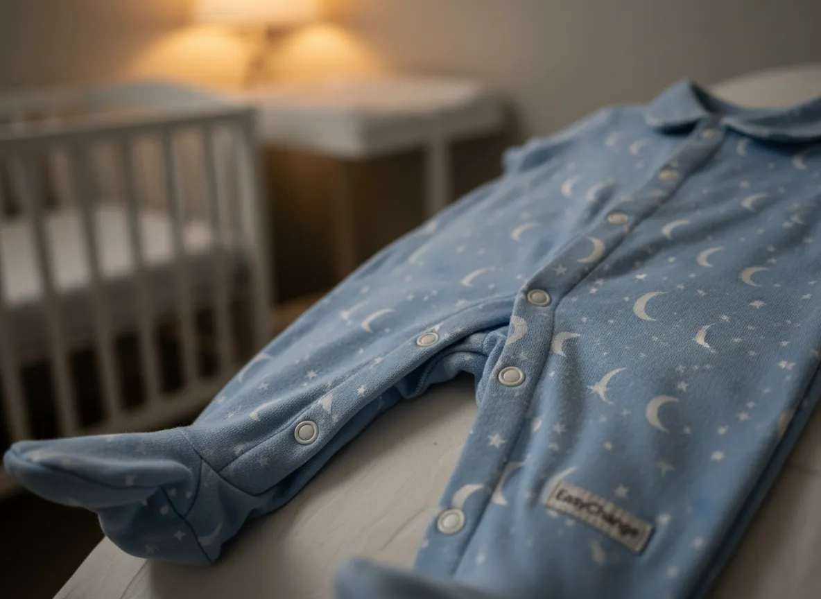 Pyjama bébé avec boutons pression facilitant le change pendant la nuit