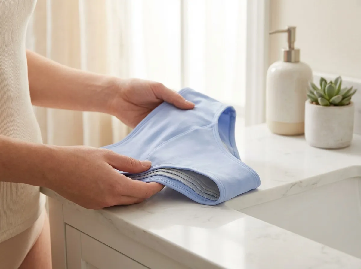 Détail des couches absorbantes d'un maillot de bain menstruel