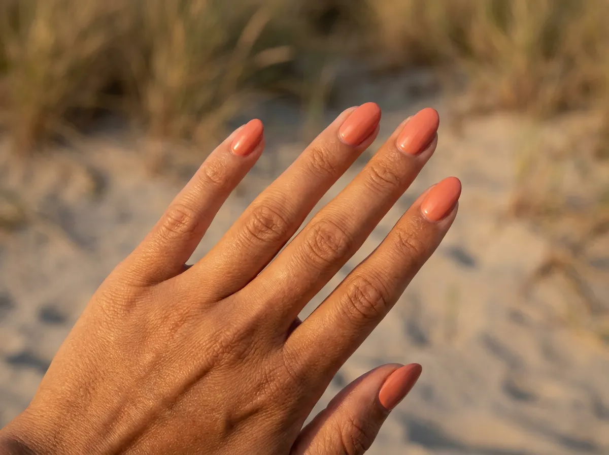 ongles corail abricot chaud tendance été 2026 manucure vitaminée peau bronzée.