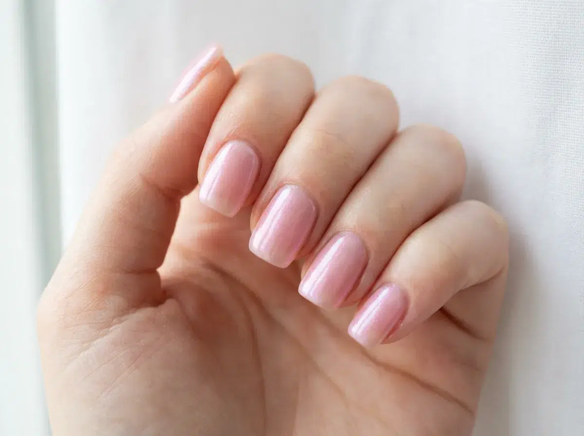 vernis ongles rose glazé nacré effet donut tendance printemps 2026 manucure lumineuse