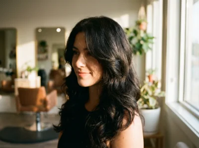 femme à la chevelure brillante et volumineuse après cure de nutricosmétique capillaire