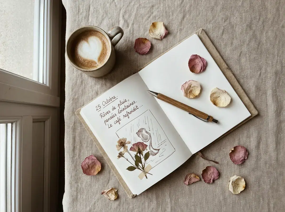 Carnet ouvert et café, illustration du processus de réflexion pour choisir le bon cadeau fête des mères