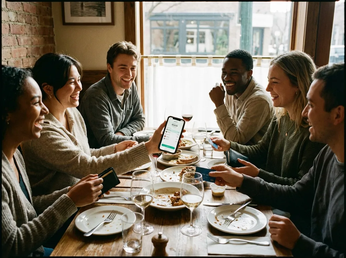 application partage depenses entre amis calcul remboursement groupe restaurant smartphoneLégende (optimisée) 