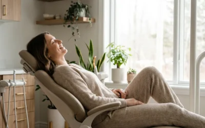 Patiente sans anxiété chez le dentiste grâce aux nouvelles techniques indolores