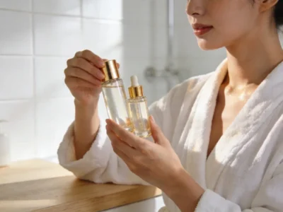 Femme à la peau éclatante et saine illustrant les bienfaits du skin cycling.