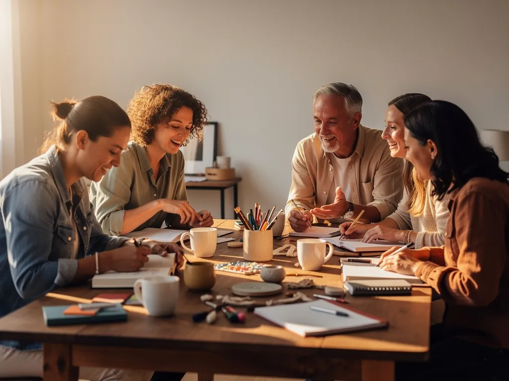 petit groupe de personnes réunies autour d’une activité