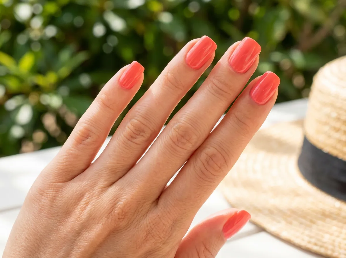 résultat vernis corail semi permanent brillant sans bulles ni traces longue tenue naturelle