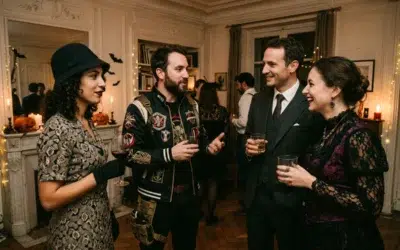 deguisement-adulte-original-soiree Groupe d'adultes en déguisements originaux et créatifs lors d'une soirée costumée
