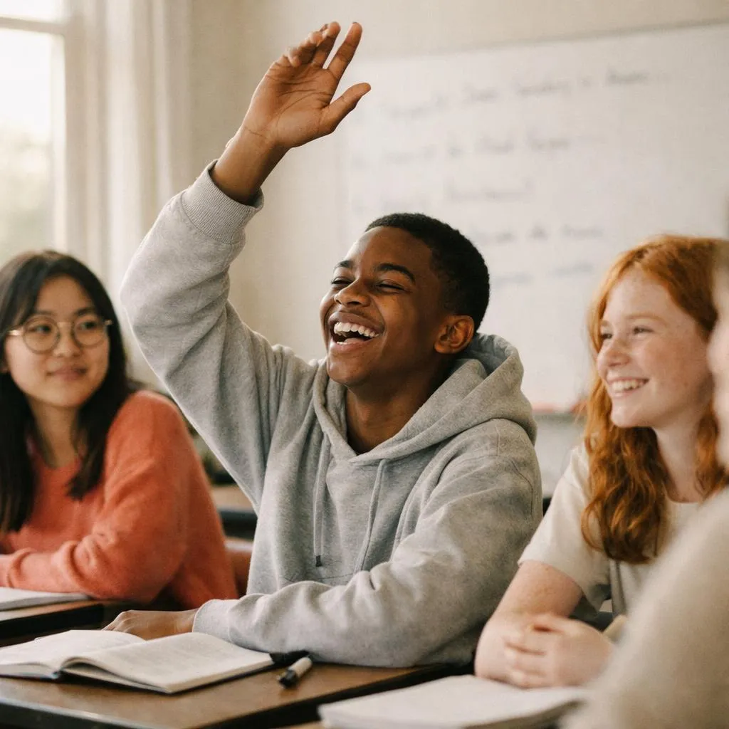 Adolescente en cours de langue lors d'un séjour linguistique en immersion à l'étranger