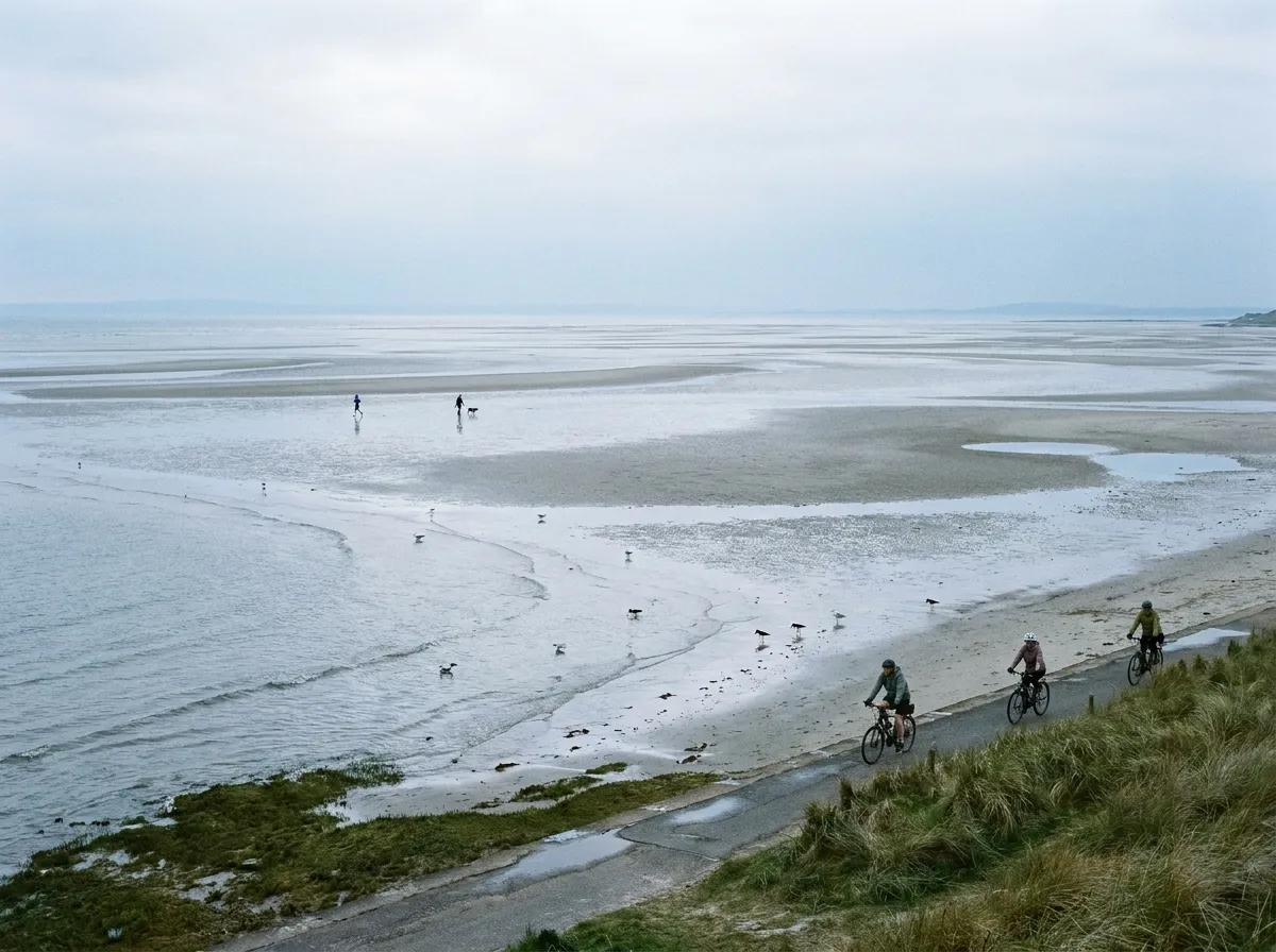 Baie de La Baule à marée basse au printemps, plage spacieuse et calme