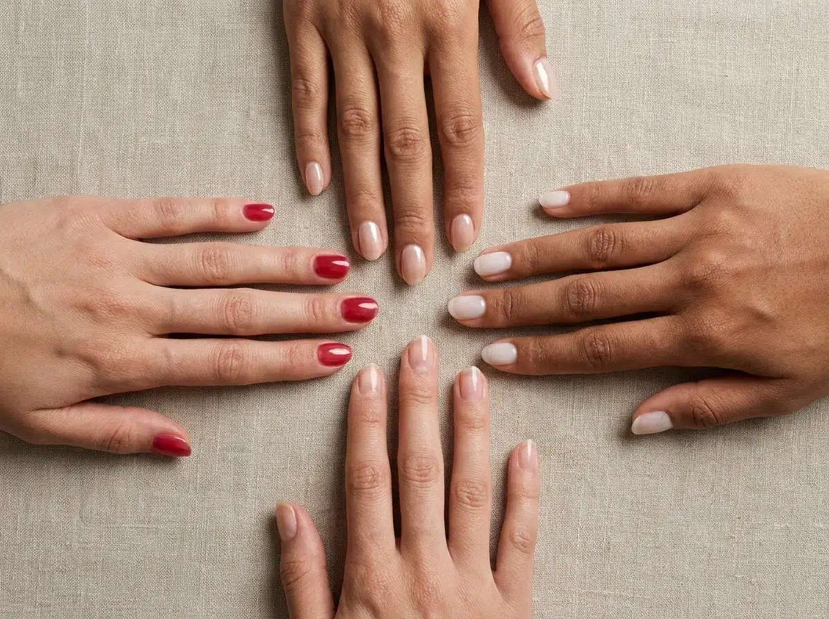 Jelly nails effet gelée translucide rose framboise sur ongles courts