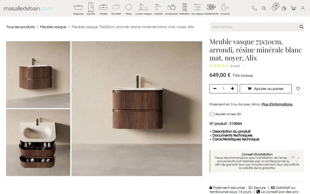 Meuble sous vasque Alix Masalledebain