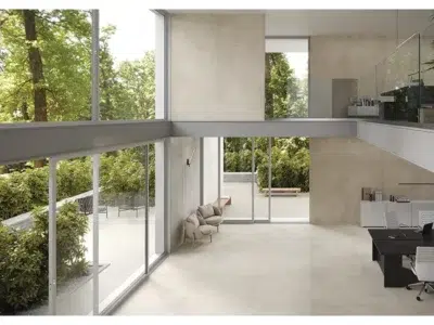 Carrelage extra fin rendu maison double étage moderne