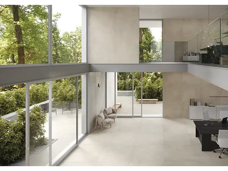 Carrelage extra fin rendu maison double étage moderne