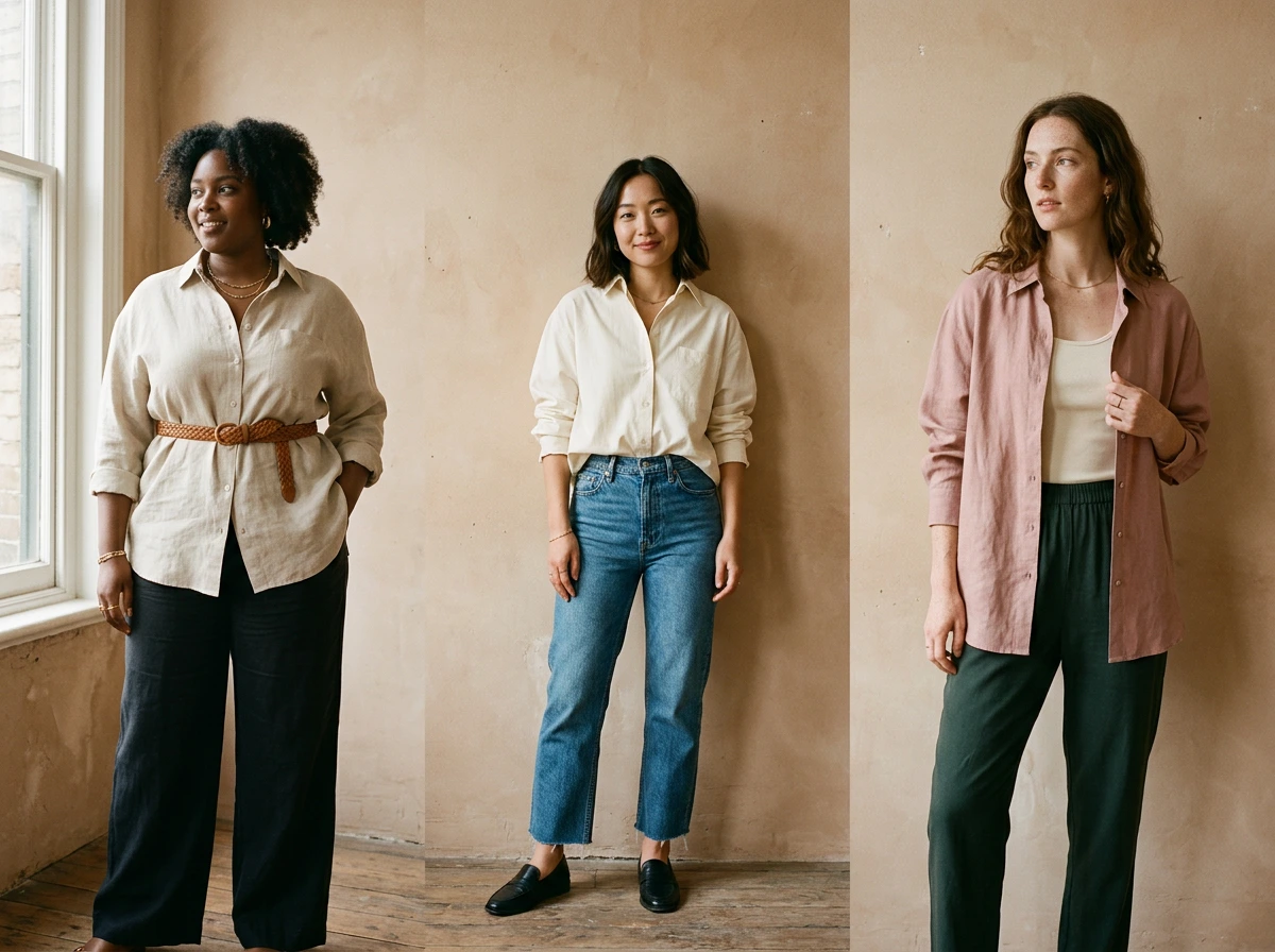 Trois femmes de morphologies différentes portant chacune une chemise oversize stylée autrement