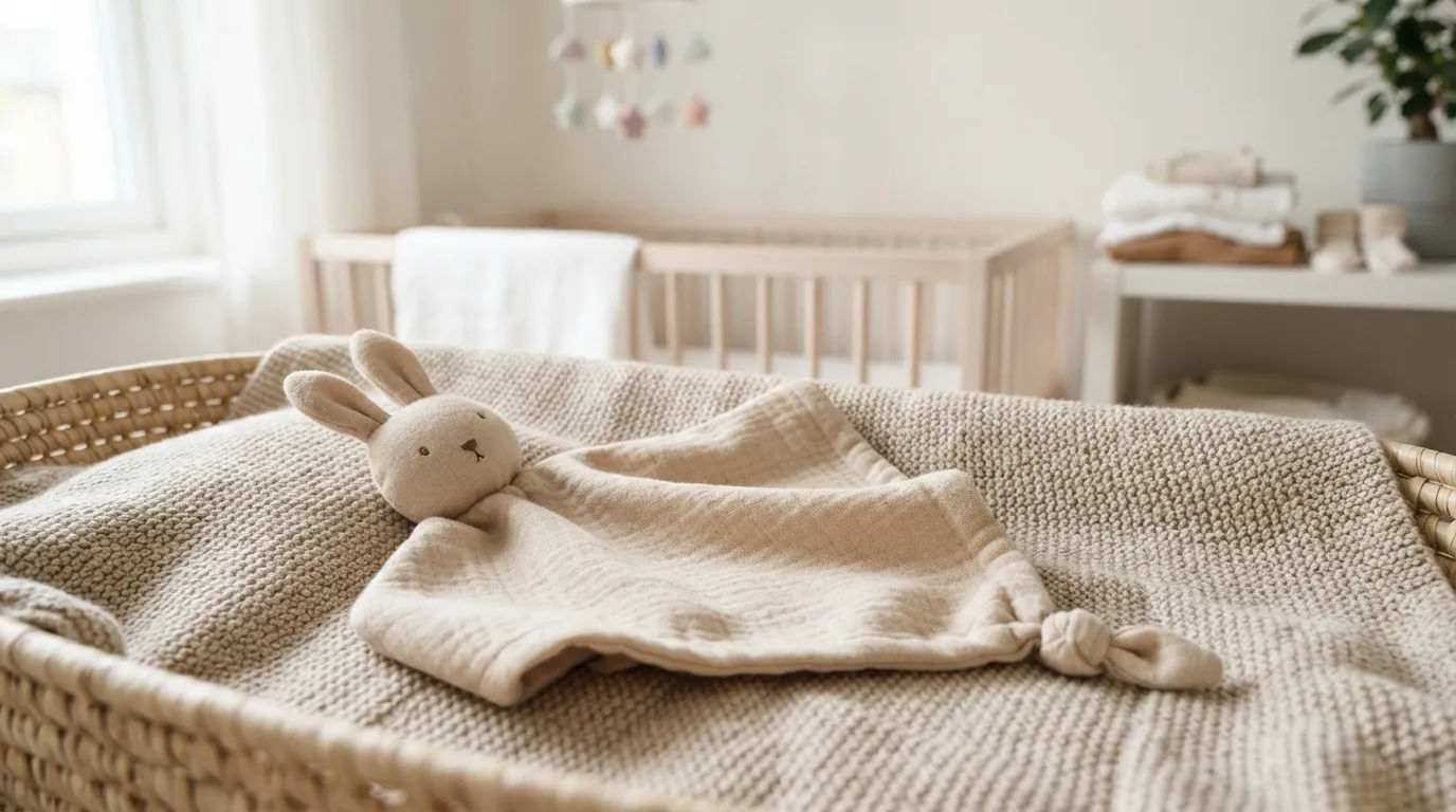 Doudou doux et souple pour nouveau-né dans une chambre de bébé lumineuse.