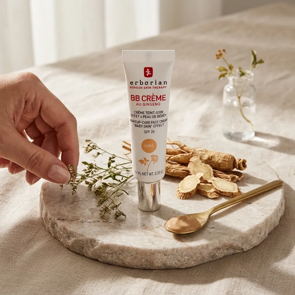 Tube de BB crème au ginseng d'Erborian, soin teinté qui unifie le teint avec un indice SPF 20
